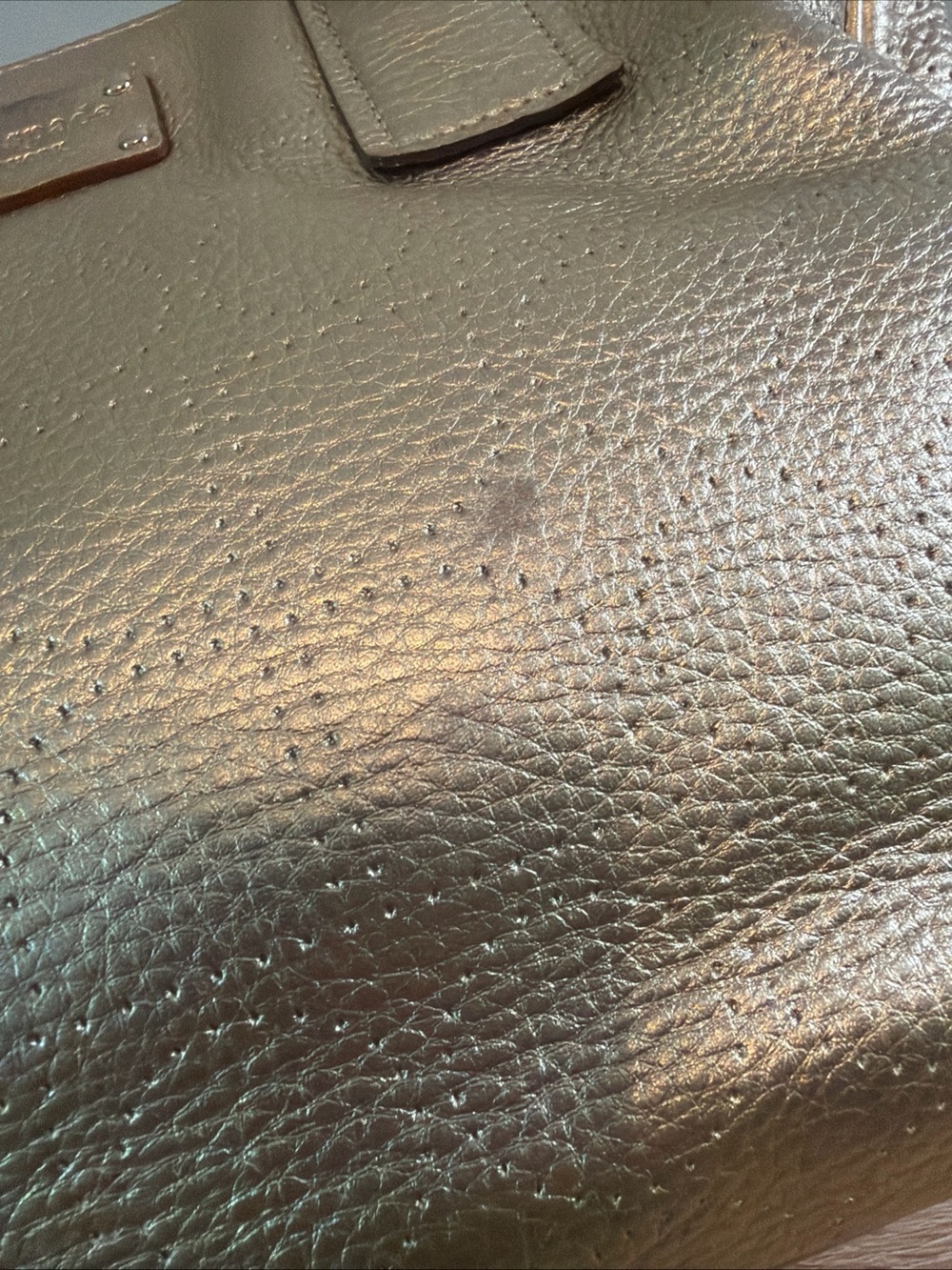 Kate Spade Gold Metallic Leather Handbag Perforated Shoulder Bag - Picture 4 of 13